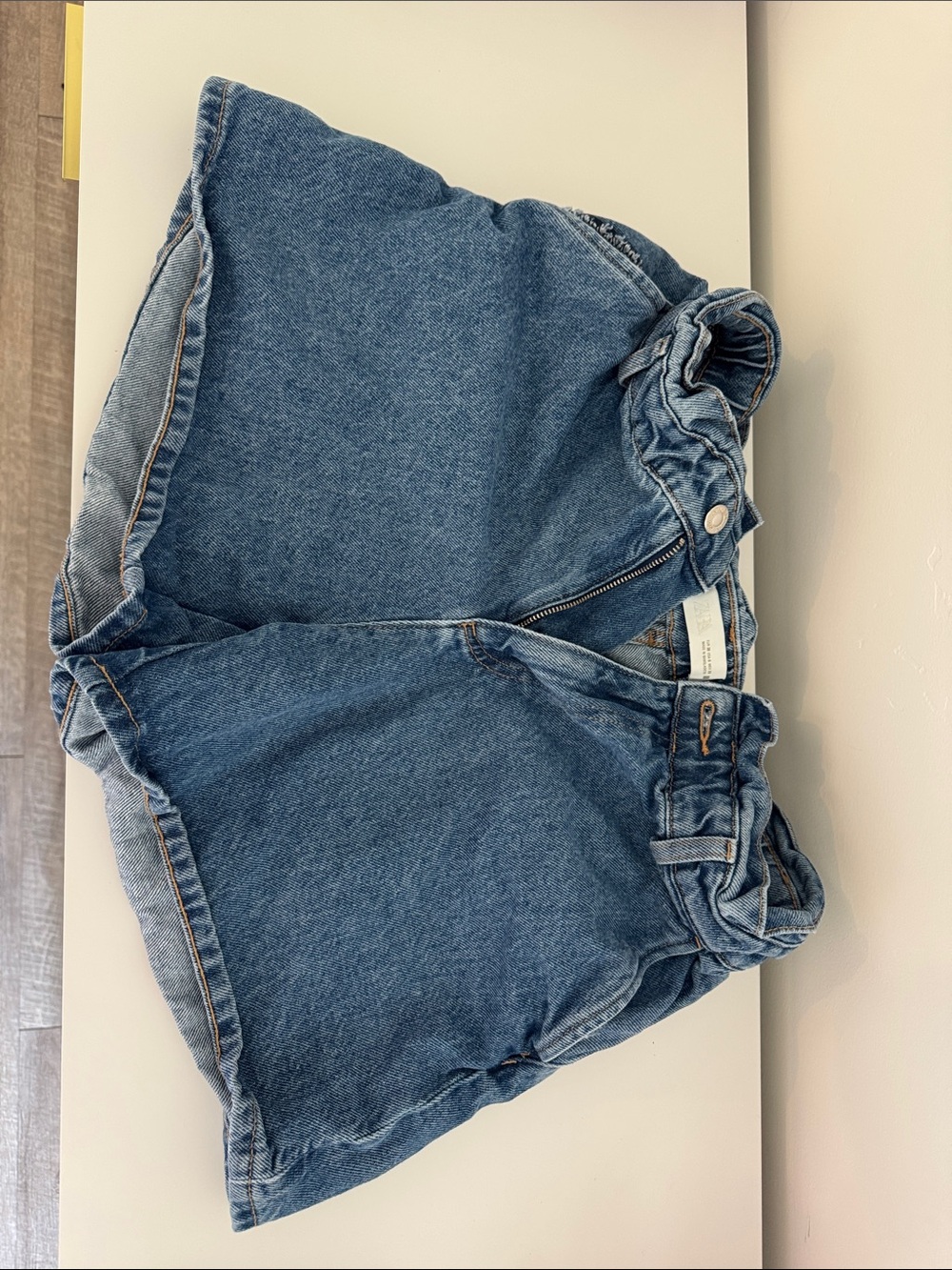 Zara Denim High Waist Shorts in Blue